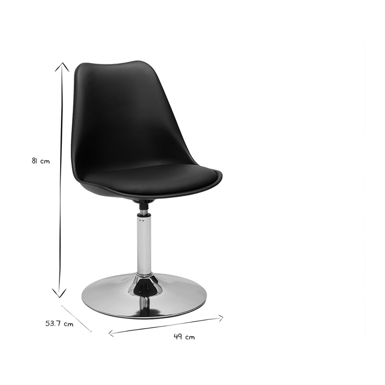 Chaise design pivotante noire et métal chromé STEEVY V2