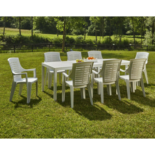 Tavolo da esterno Susa, Tavolo rettangolare allungabile da pranzo, Tavolo da giardino estensibile, 100% Made in Italy, Cm 150x90h72, Bianco