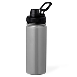Bidón térmico de acero inox con doble pared y 550 ml de capacidad. Incluye tapa de cierre a rosca, con dosificador y asa.