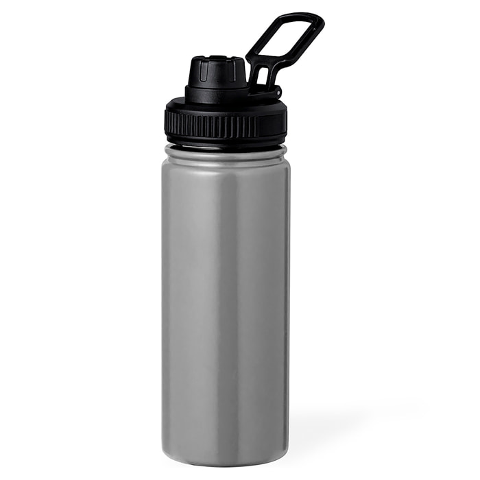 Bidón térmico de acero inox con doble pared y 550 ml de capacidad. Incluye tapa de cierre a rosca, con dosificador y asa.