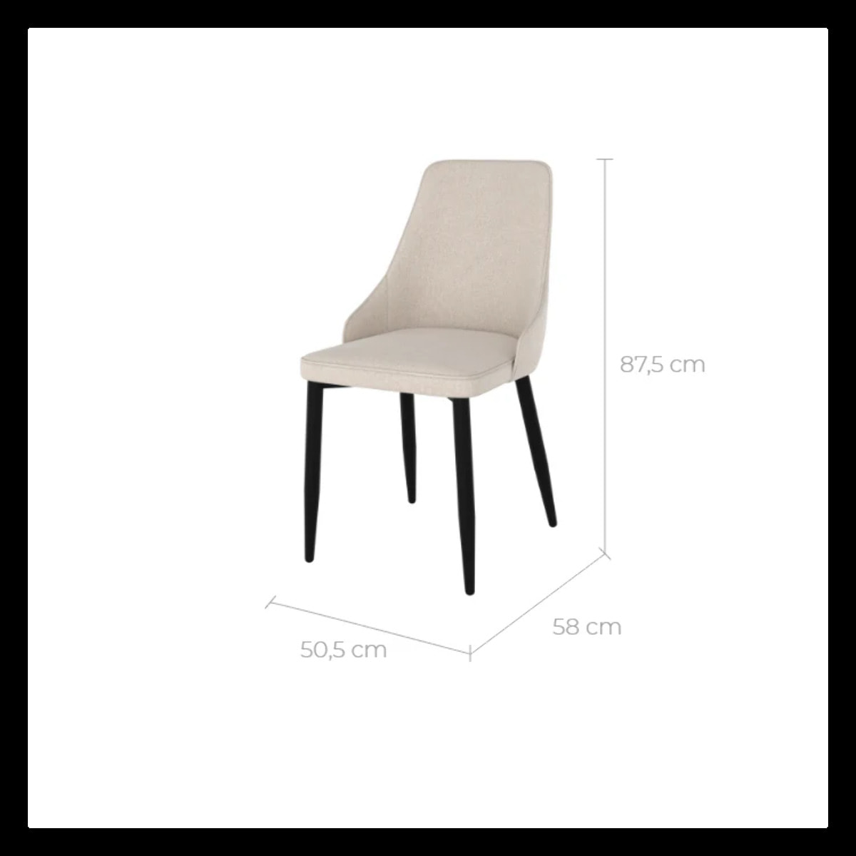 Lot de 2 chaises en tissu beige et pieds en métal - Pipo