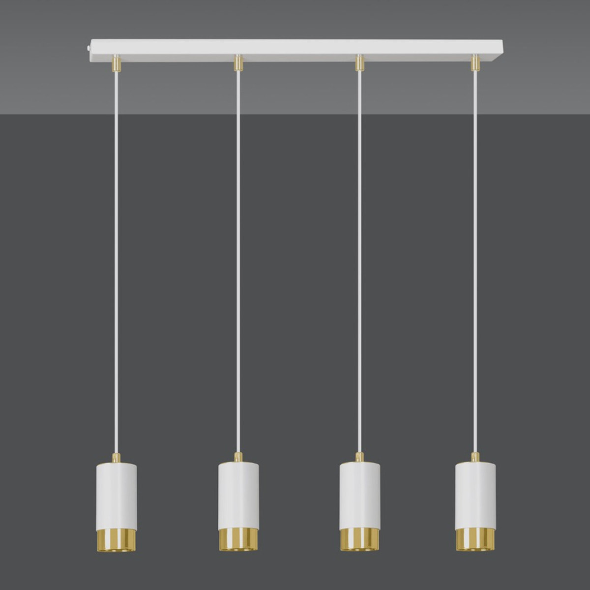 Lampada a sospensione Fumiko in acciaio bianco e oro