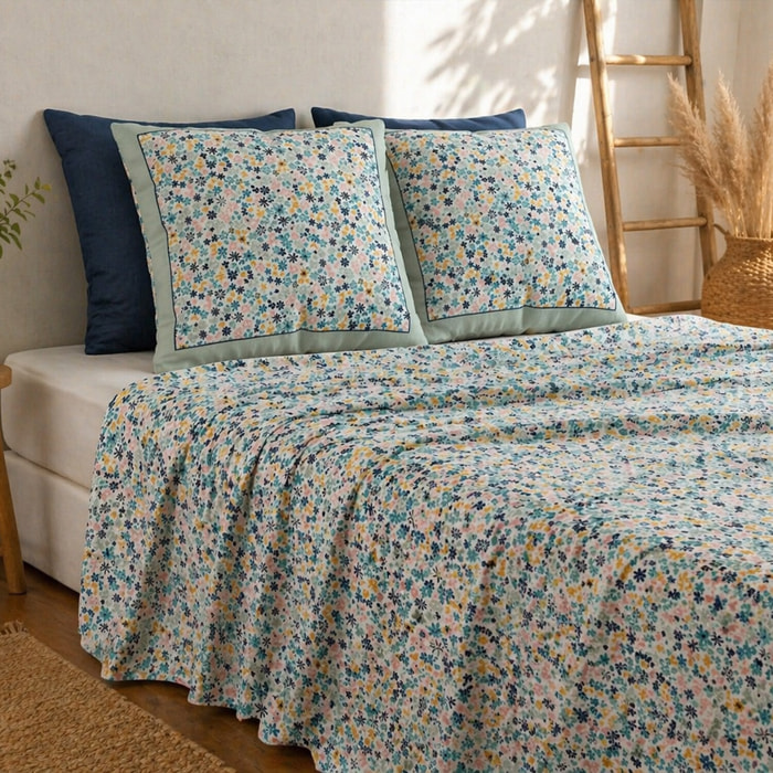 Parure de drap 4pcs avec drap housse 100% coton 57fils mani