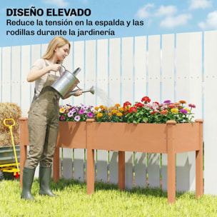 Huerto Urbano Elevado de Madera, Mesa de Cultivo con Patas, 6 Orificios de Drenaje, para Cultivo, Plantas, Flores y Verduras, 184x59x76,5 cm, Marrón