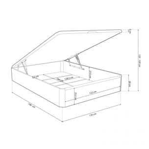 Canapé básico 135x190 cm en blanco Luxury 3D Blanco
