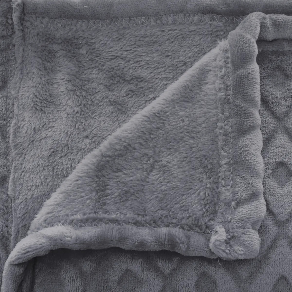 Plaid "3D Losange" flanelle gris ardoise 180x230cm