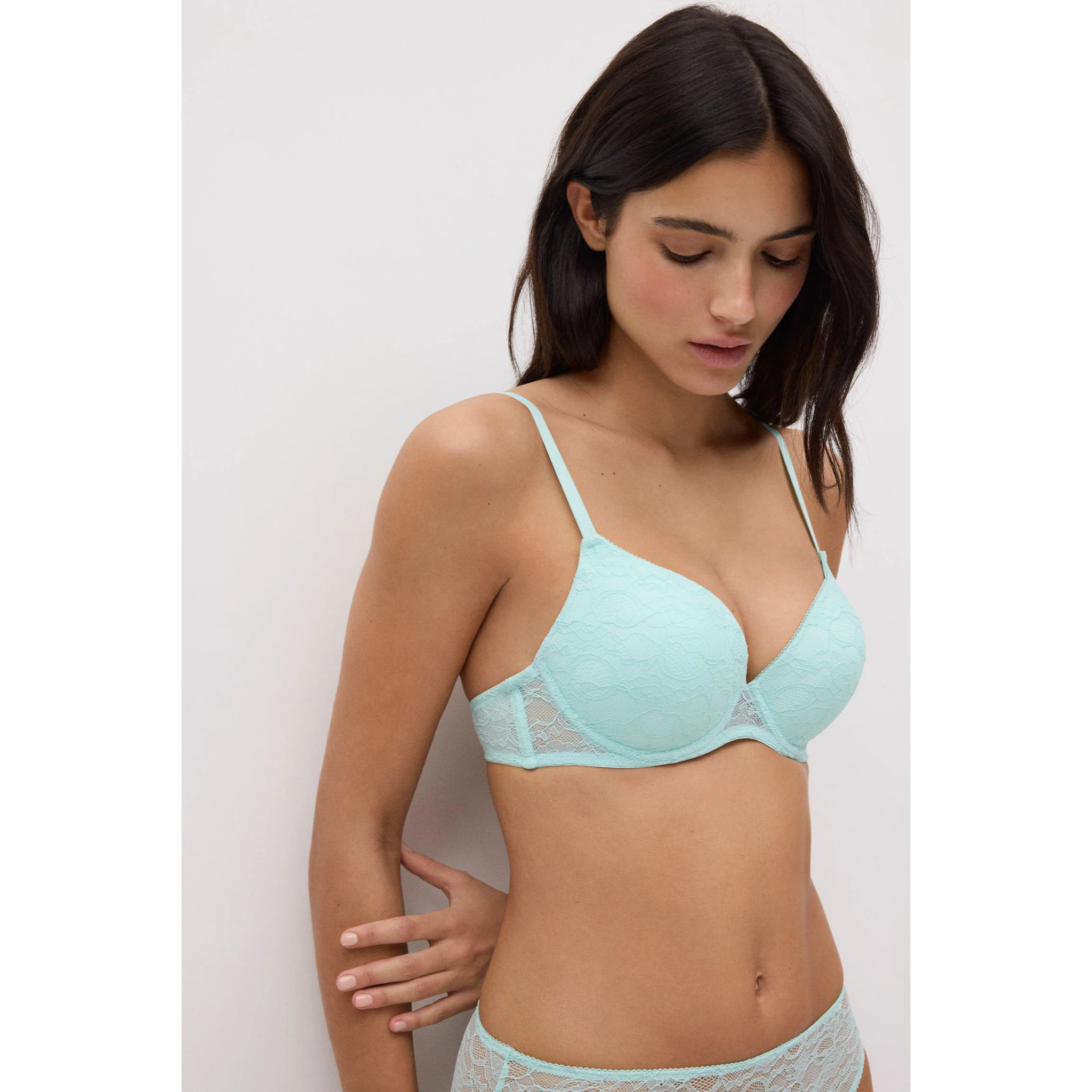 Reggiseno push-up in pizzo azzurro