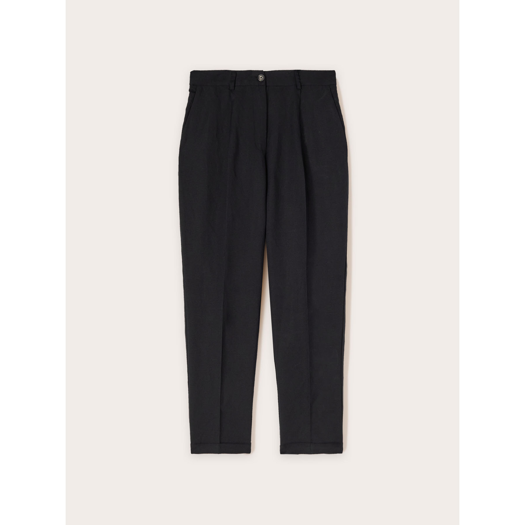 Motivi - Pantalones regular de lino viscosa - Negro
