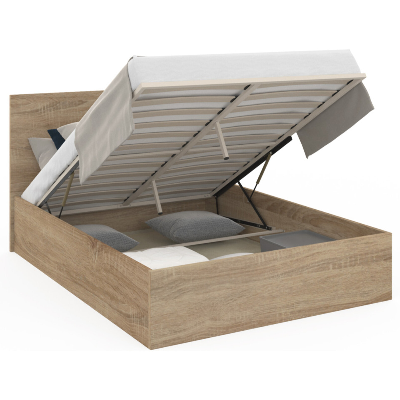 Lit coffre Sicile effet bois naturel