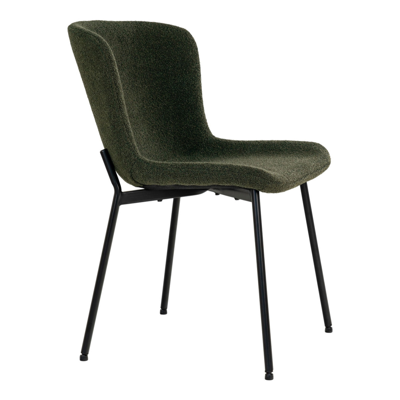 Set 2 sedie da pranzo Maceda in bouclé verde scuro con gambe nere 48x59x83 cm