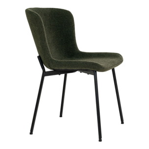Set 2 sedie da pranzo Maceda in bouclé verde scuro con gambe nere 48x59x83 cm