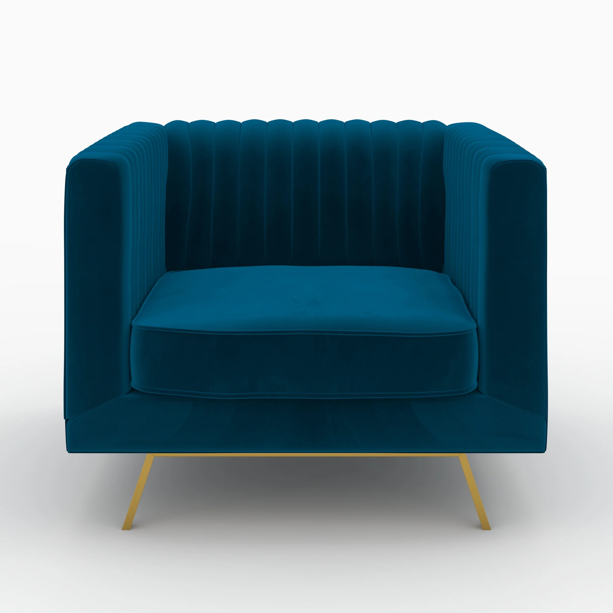 Ensemble canapé et fauteuil en velours bleu 3 places - Gatsby