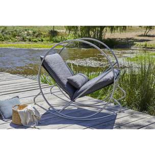 CAPRERA - Fauteuil à bascule de jardin en inox et toile plastifiéee