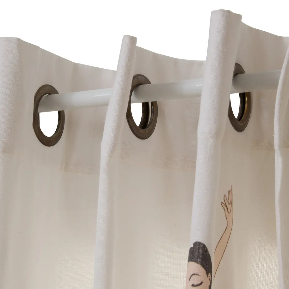 Rideau Tufy 260x140cm Blanc Imprimé Ballerines Roses