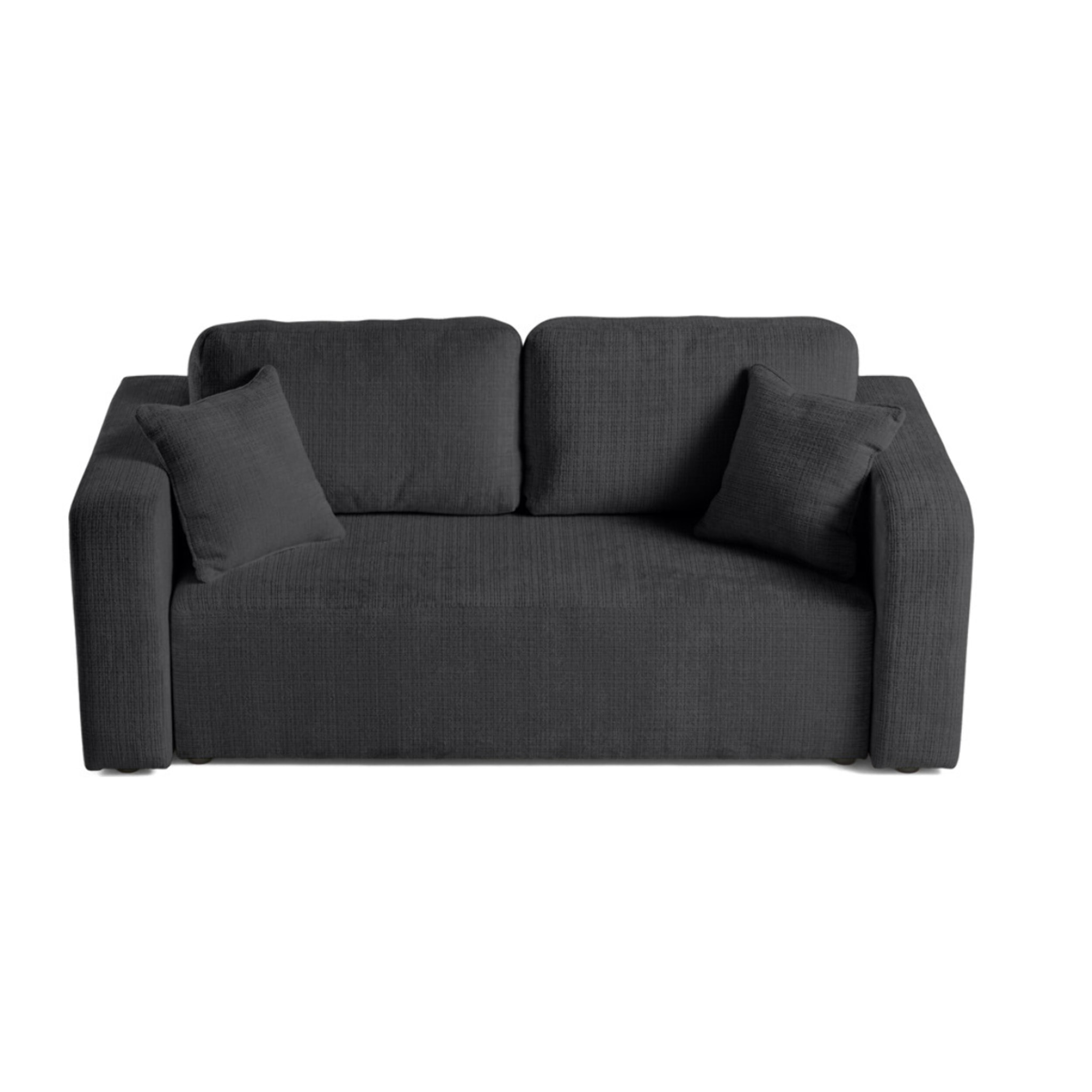Miro - canapé droit 2 places - en velours texturé - Gris Anthracite
