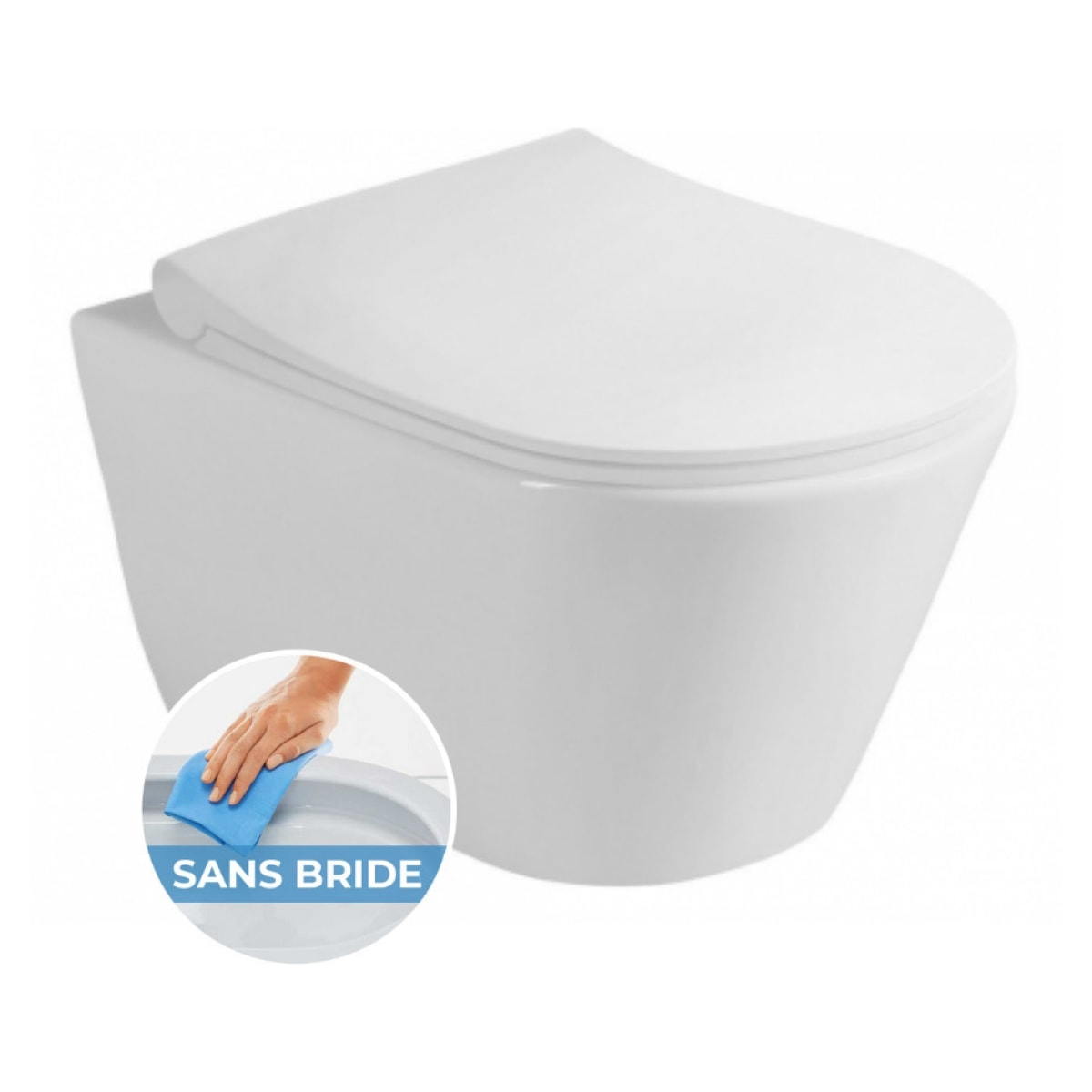 Pack WC Bâti-support autoportant, WC sans bride Lucco Avva, Abattant softclose, Plaque Chrome