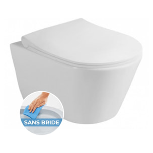 Pack WC Bâti-support autoportant, WC sans bride Lucco Avva, Abattant softclose, Plaque Chrome