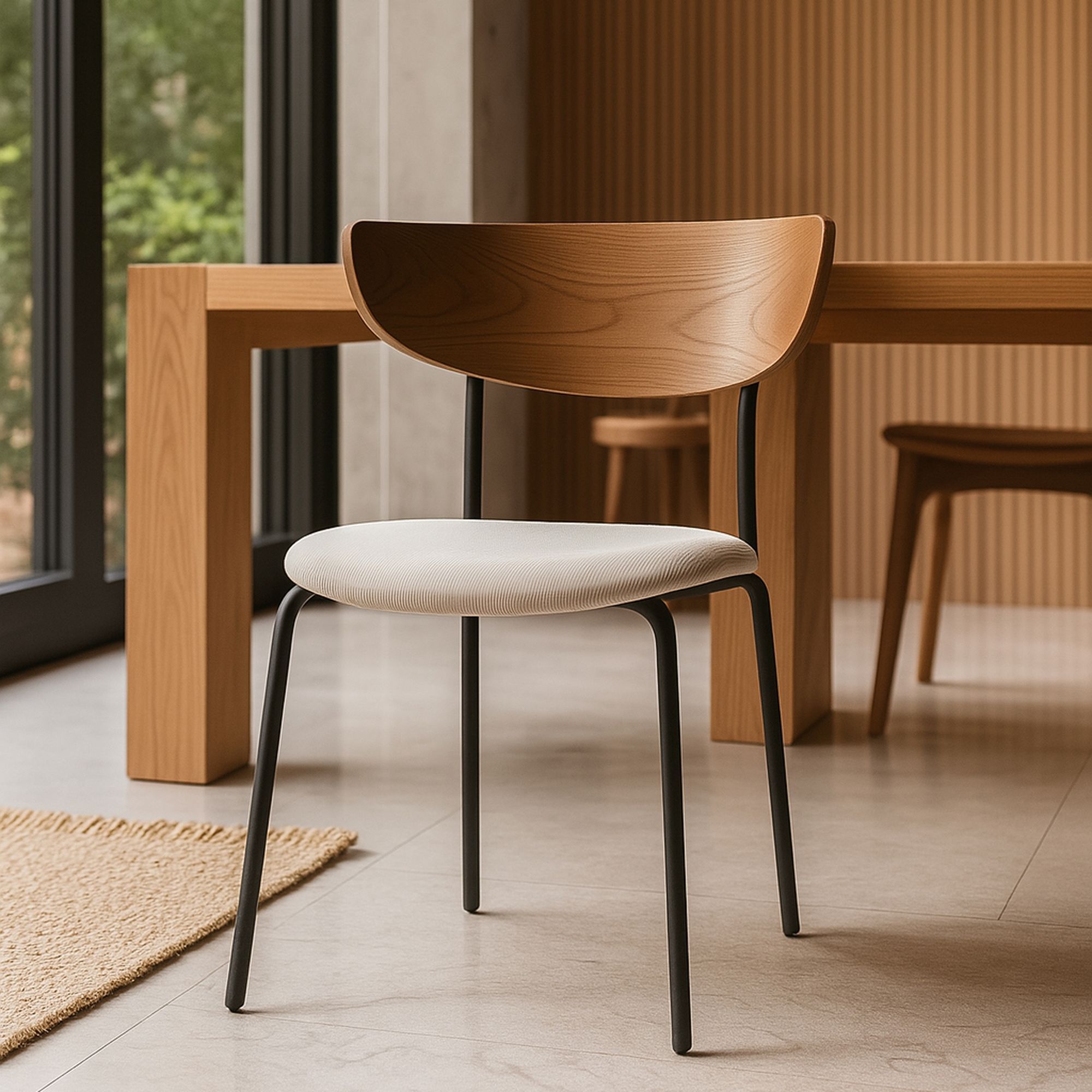 Lot de 2 chaises en bois et velours écru RIVA