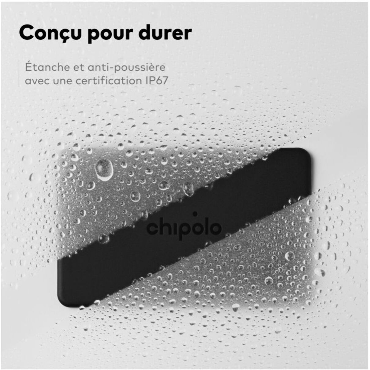 Tracker GPS CHIPOLO Card rechargeable ss fil gris charbon