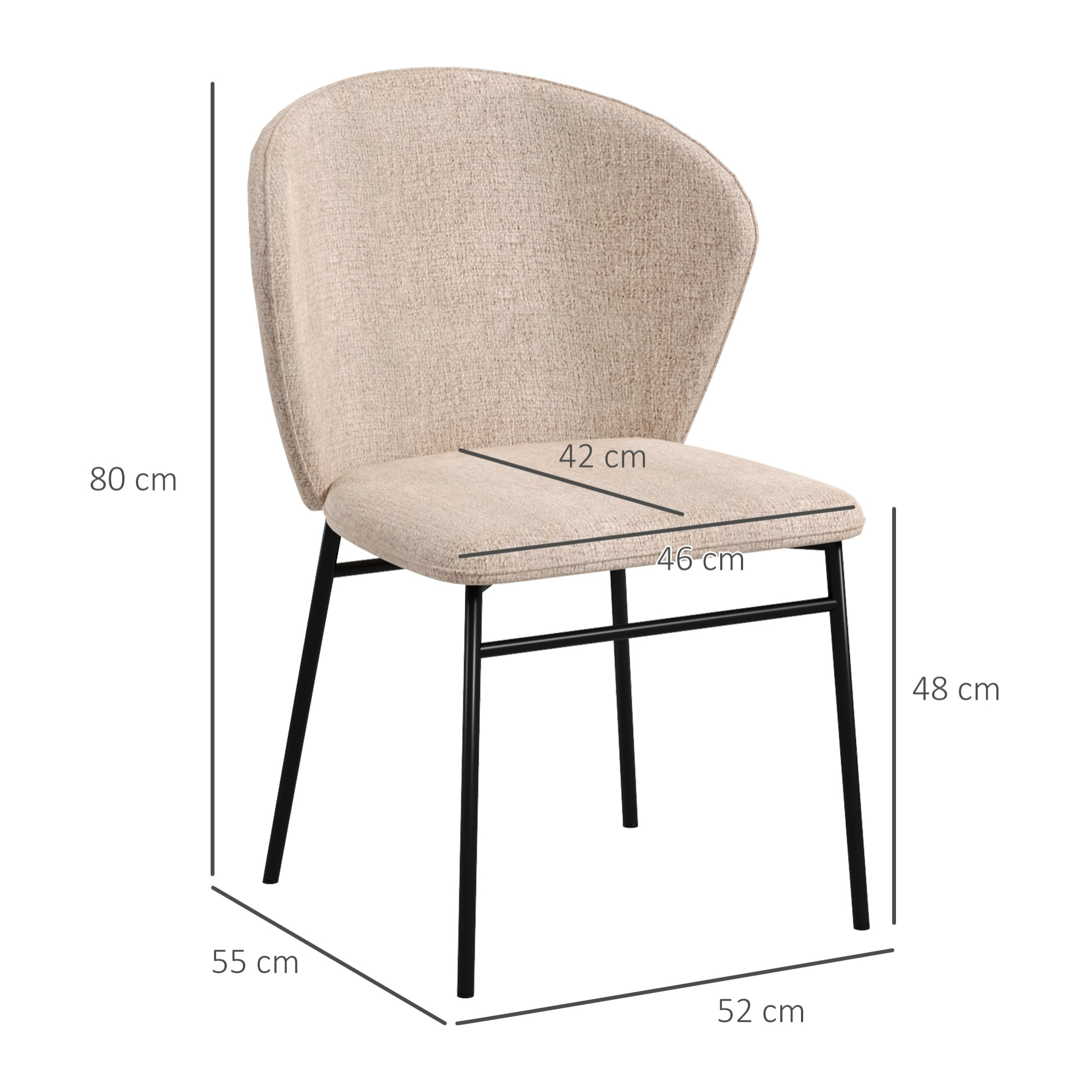 Lot de 2 chaises – Assise rembourrée – Design moderne