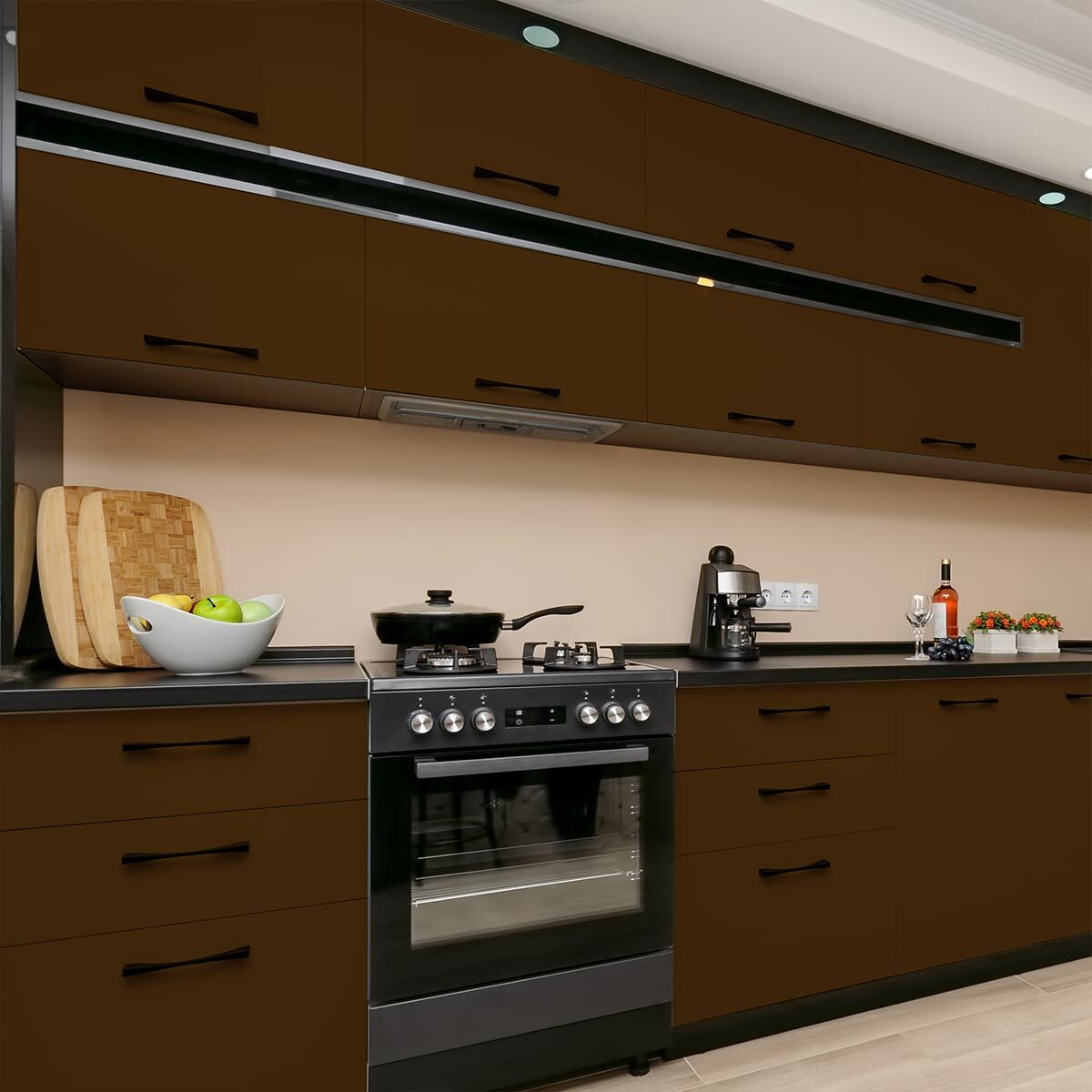 Rouleau adhésif décoratif Vinyle au Mètre - Chocolat - Sticker Lavable Imperméable Mur Cuisine Meubles