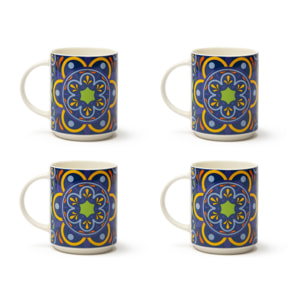 Set 4 Mug Excelsa – Puebla, New Bone China Multicolore