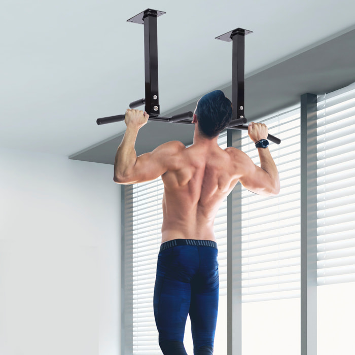 Barra de Dominadas de Pared Barra para Dominadas de Acero Barra de Tracción para Entrenamiento en Casa Hogar Carga Máx. 150 kg 105,5x28x49 cm Negro