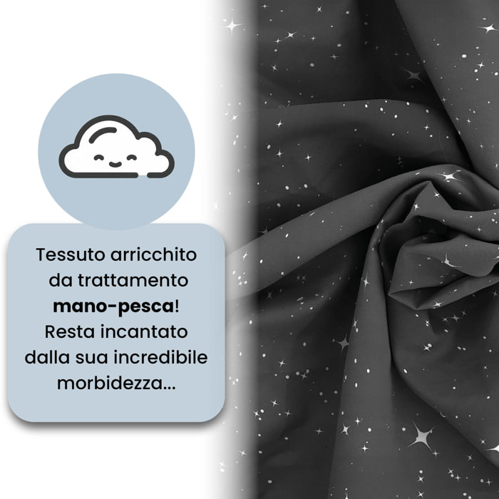 COPRIPIUMINO FASHION, 100% Microfibra, No Stiro - STARS GRIGIO
