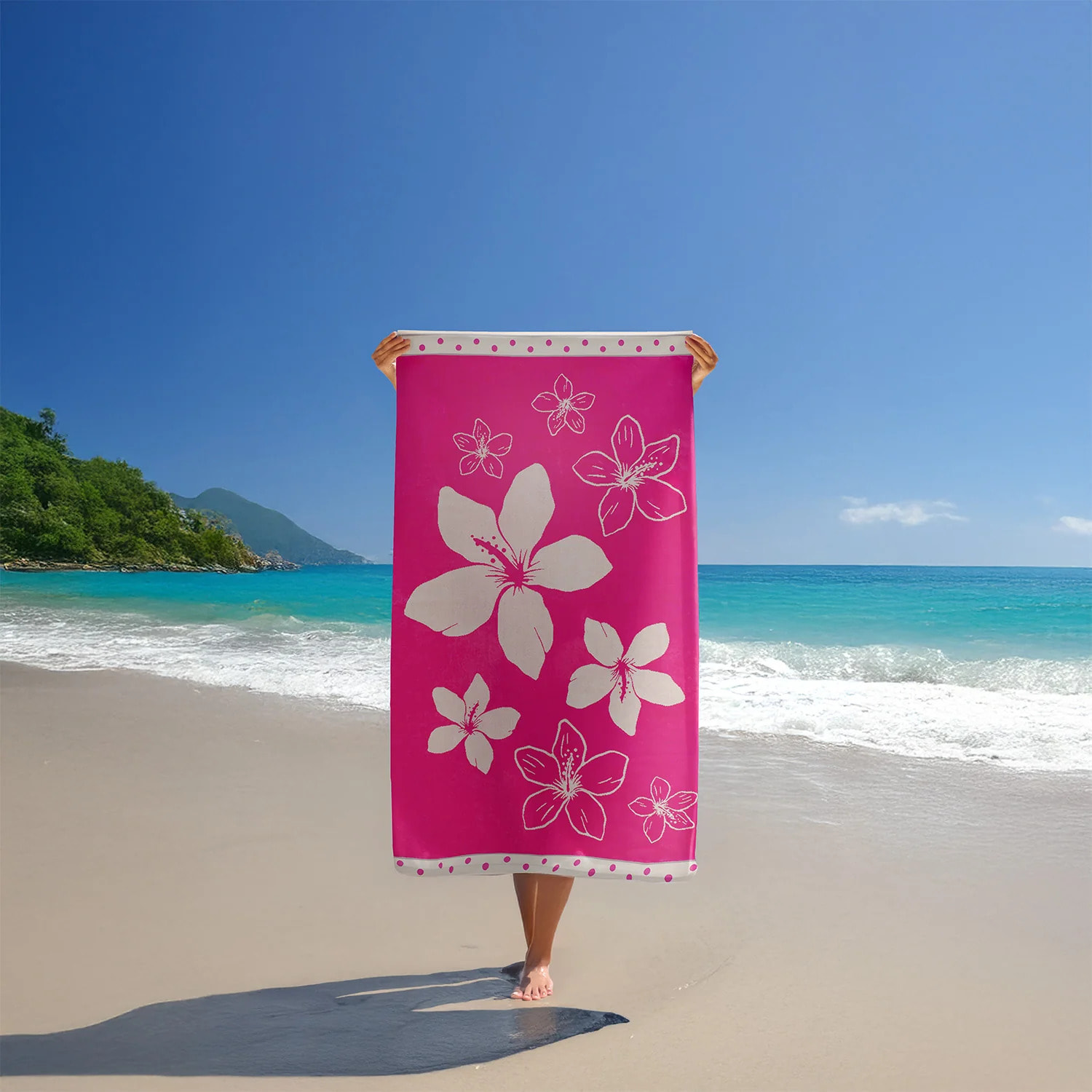 Serviette de plage éponge velours Jacquard - Wasaga - 100x175cm - 470g/m²