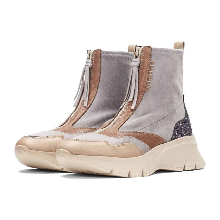 Botin sport Helsinki Gris tierra glitter 5 cm