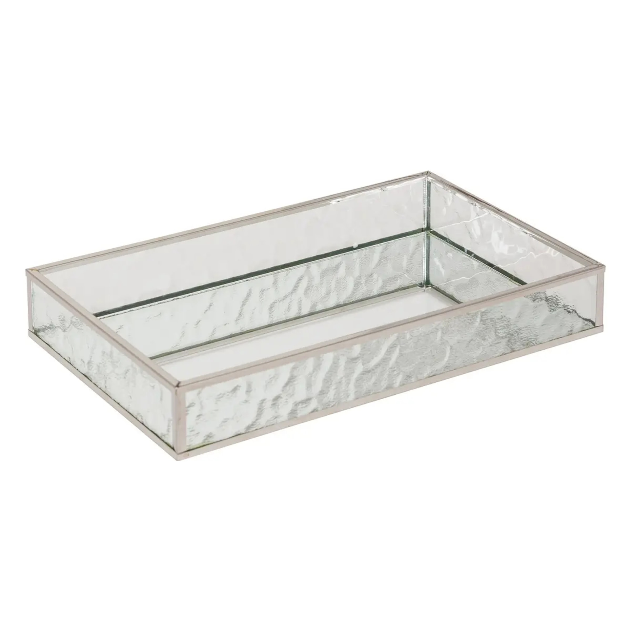 2 plateaux effet miroir "Ania" argent 28x17x4cm