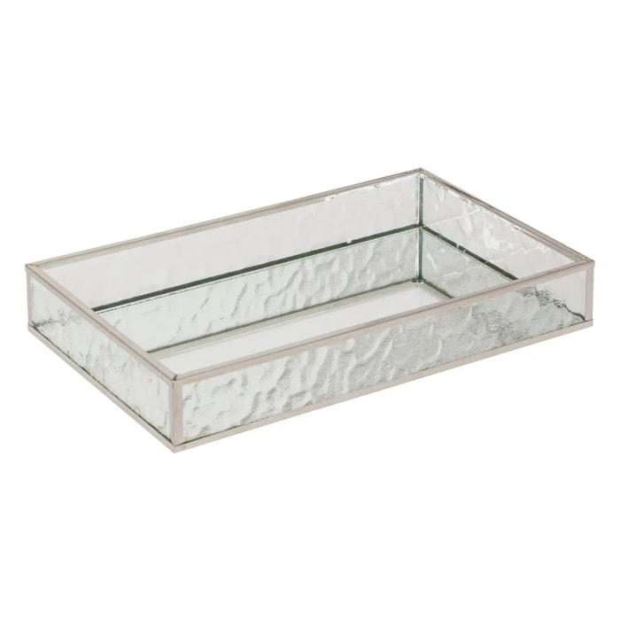 2 plateaux effet miroir "Ania" argent 28x17x4cm