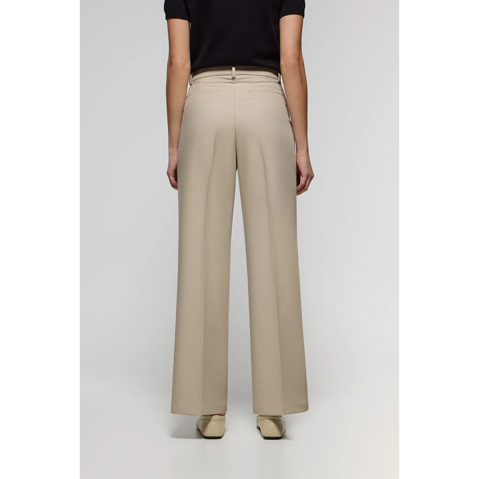 Pantaloni da vestito ampli beige con dettagli Polo Club