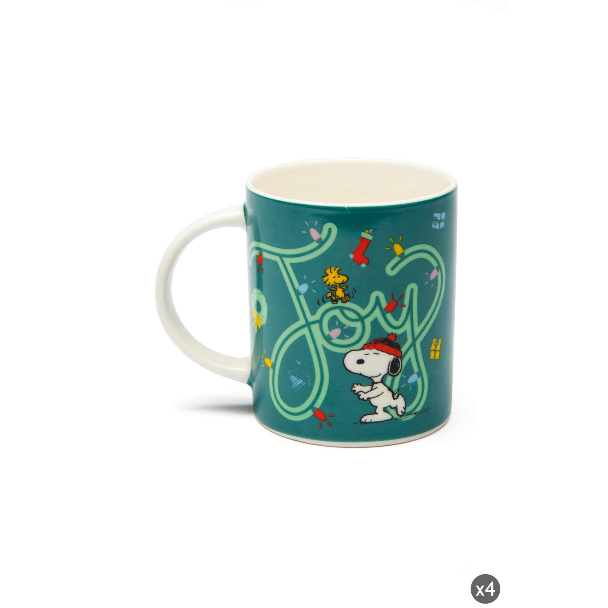 Set 4 tazze mug Excelsa – Peanuts Shiny and Bright, New Bone China Verde