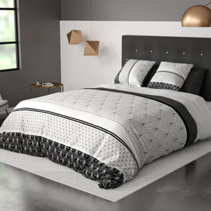 Parure housse de couette imprimé 100% coton - casta - noir