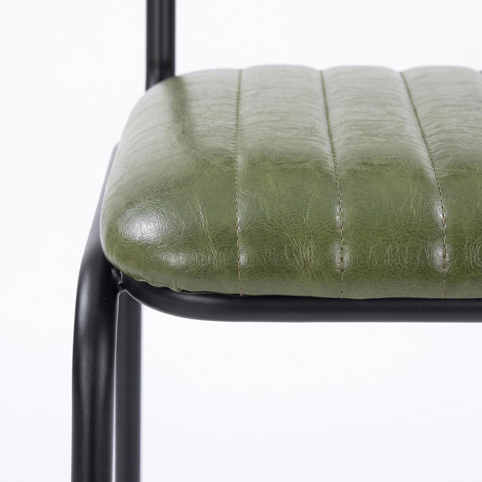 Lot de 2 chaises pour îlot central 65 cm en cuir de buffle vert - Arsène