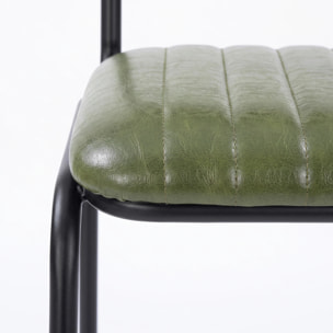 Lot de 2 chaises pour îlot central 65 cm en cuir de buffle vert - Arsène