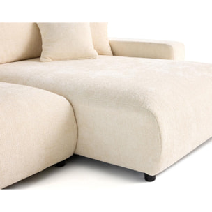 Pivoine - canapé panoramique en U - 7 places - convertible avec coffre - en velours texturé - Beige