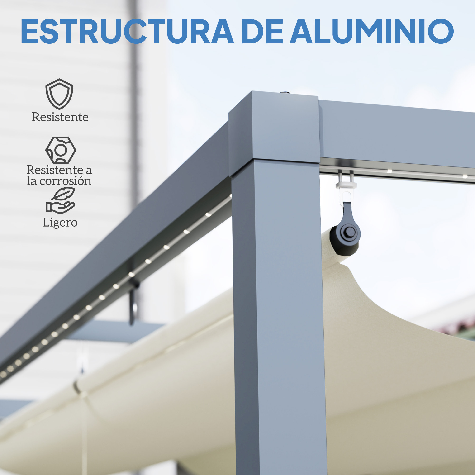 Pérgola de Aluminio con Luces LED 4x3 m Cenador de Jardín Gazebo con Solares Techo Retráctil Impermeable Anti-UV Pabellón para Patio Terraza Crema y Gris