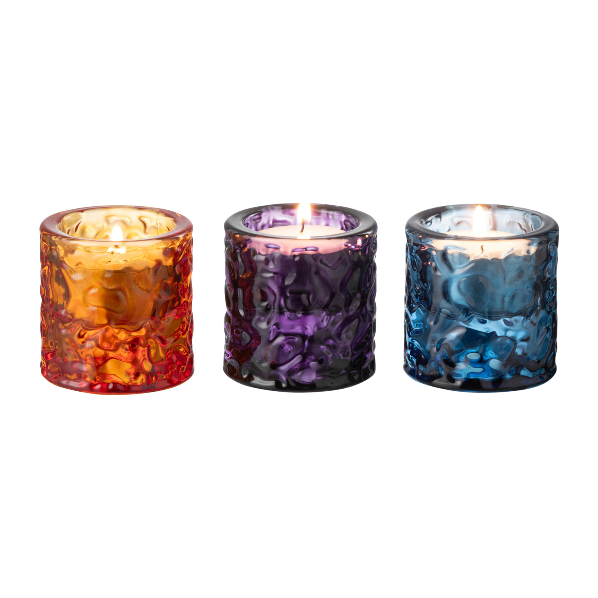 J-Line bougeoir Martelé - verre - mix - 3 pcs