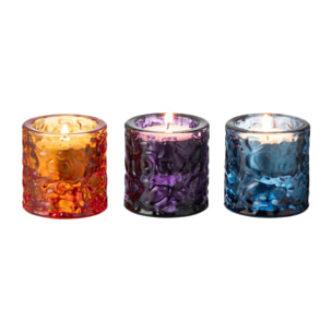J-Line bougeoir Martelé - verre - mix - 3 pcs
