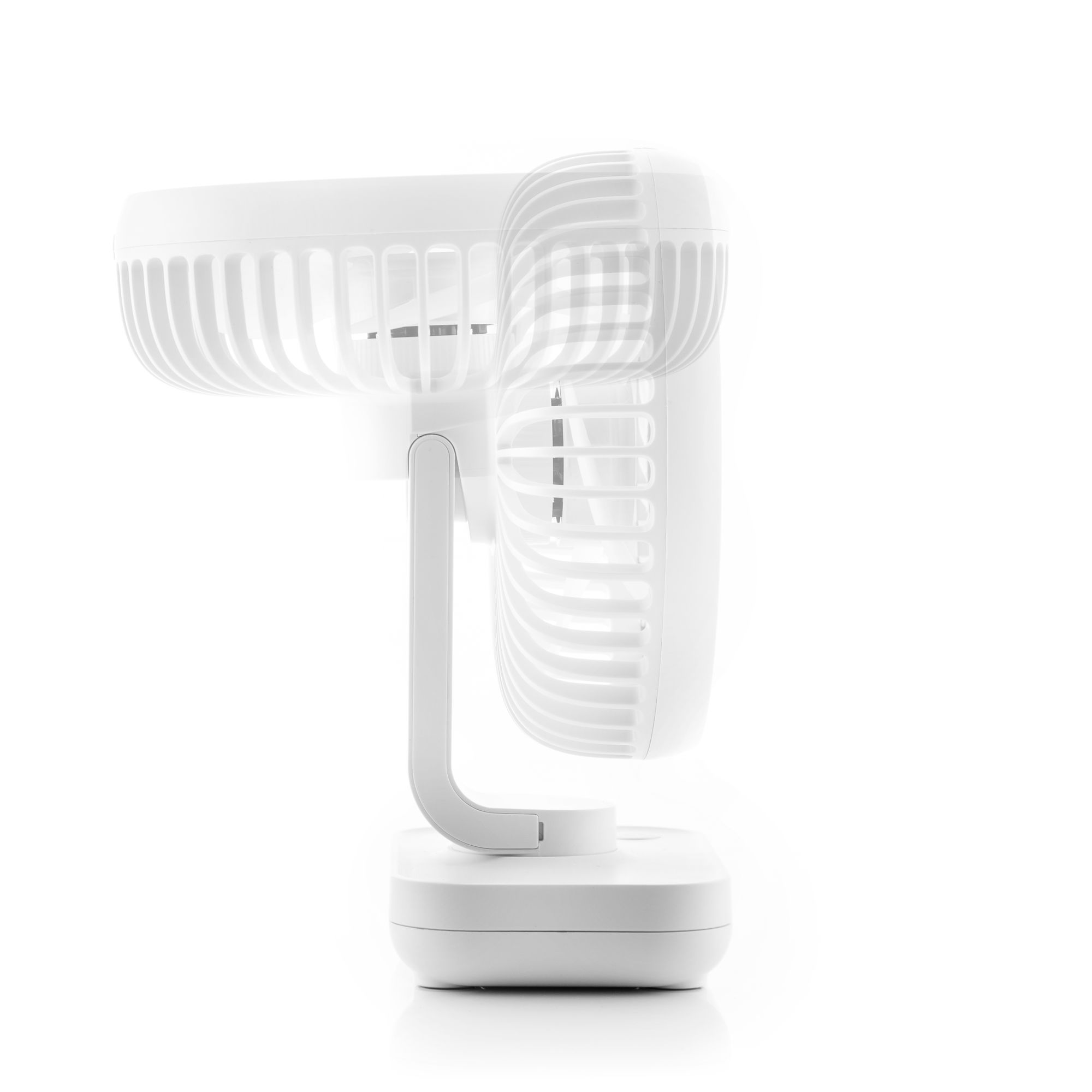 Ventilatore da scrivania ricaricabile Fanrec 3600 mAh - 13,3 W - bianco - Ø5,4'' - 14 x 18 x 7,5 cm