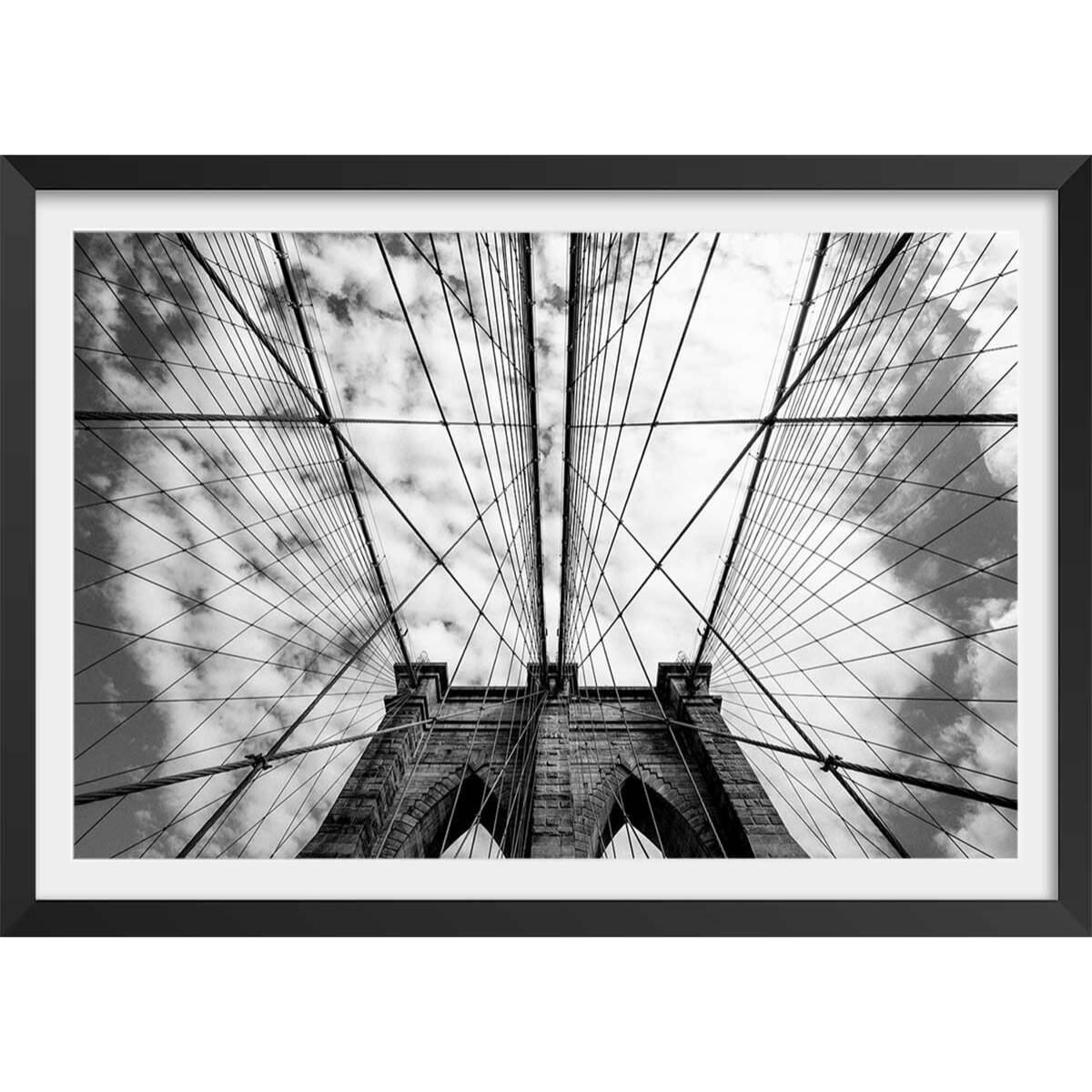Affiche deco Brooklyn Bridge details Affiche + cadre en bois - Noir