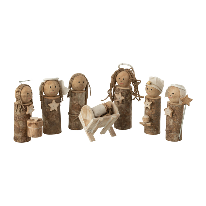 J-Line décoration Crèche Koffer - bois - brun/naturel