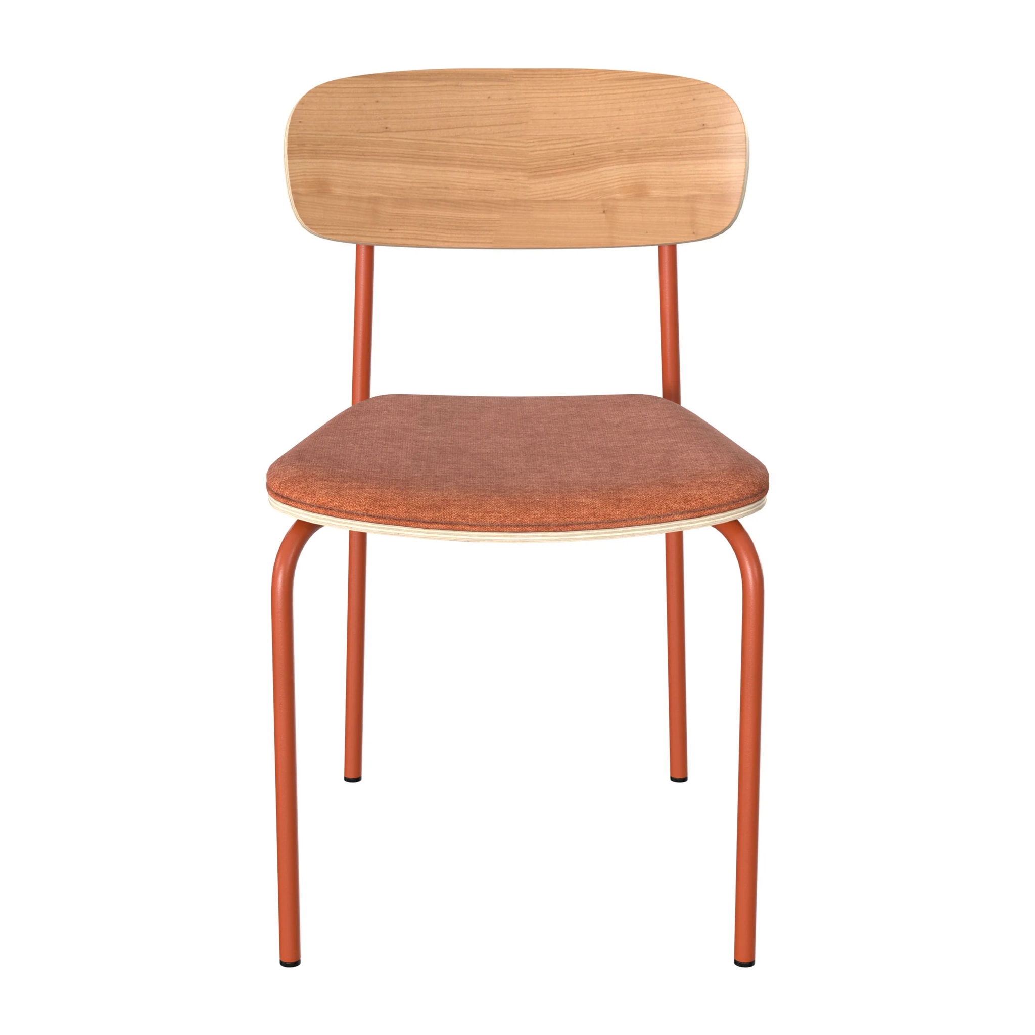 Lot de 2 chaises en bois clair et tissu terracotta - Alba