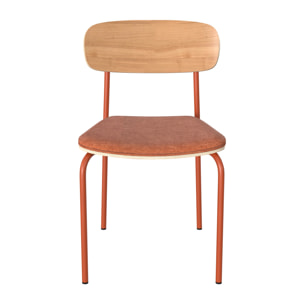 Lot de 2 chaises en bois clair et tissu terracotta - Alba