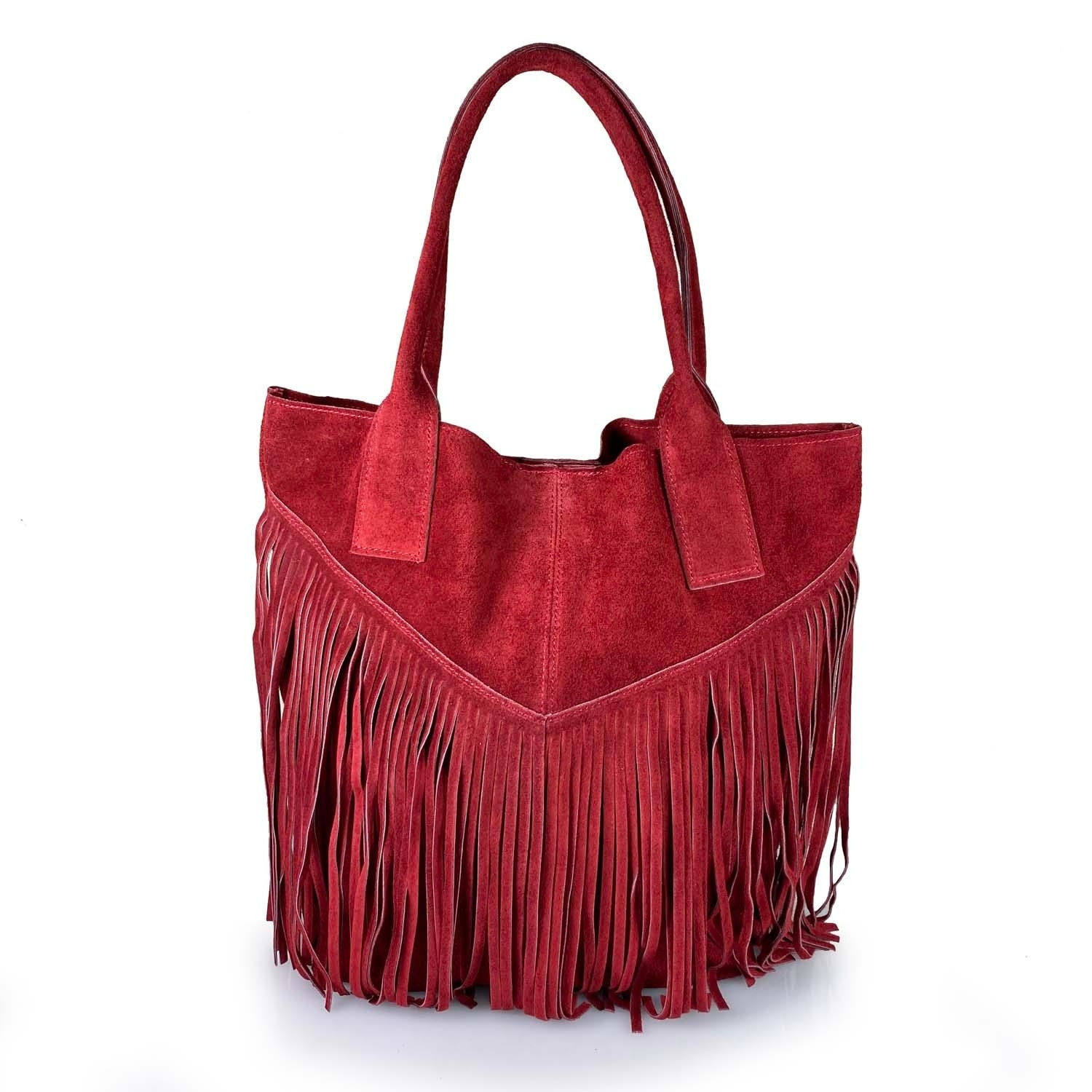 Borse Donna colore Rosso-in pelle Made in Italy 36x45x19cm