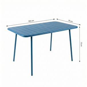 EVORA Table de jardin 4 à 6 places 120cm bleu