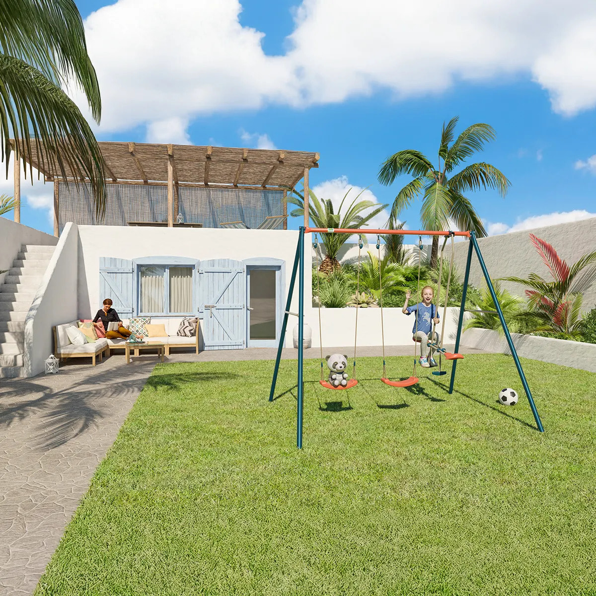 Portique métal 2,20 m Axion TEO - 4 Enfants