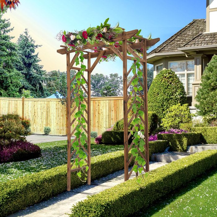 Arche de jardin arche à rosiers style exotique dim. 140L x 65l x 200H cm bois de sapin